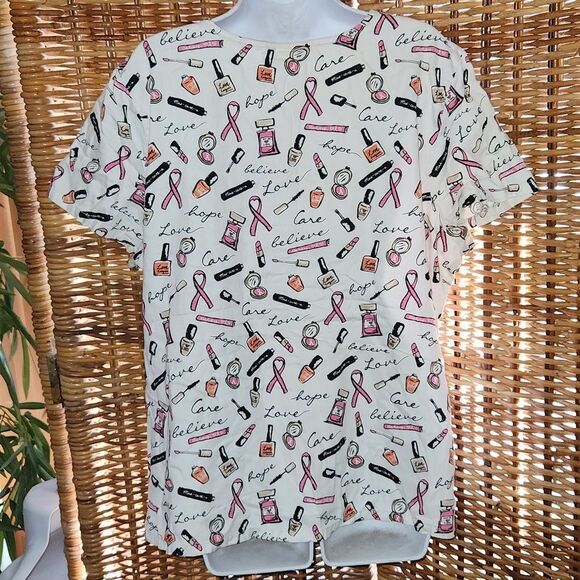 Breast Cancer Hope Love Care Scrub Top XL - Picture 5 of 6